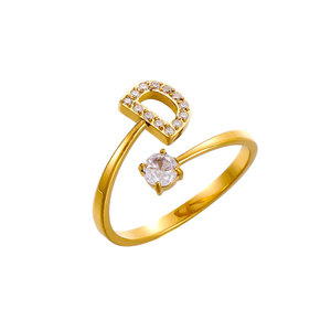Anillos Ajustables de Acero Inoxidable 316L con Circonita y Piedras Preciosas, Chapados en Oro de 14k y 18k, Resistentes al Agua y al Deslustre, para Mujer - Product Image 6