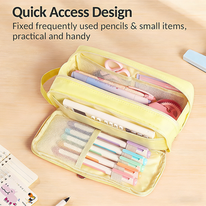 Étui à crayons esthétique pour filles, doux au toucher, simple, portable, pour l'école, avec fermeture éclair métallique brillante - Product Image 5