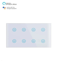 Interruptor de Luz Inteligente Táctil de Pared con Monitor de Energía, Control Remoto WiFi Tuya Alexa, Panel de 8 Interruptores de 147mm