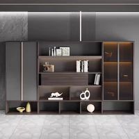 Classeurs en MDF, armoires de fond de bureau de patron modernes et minimalistes, armoires hautes de rangement et bibliothèques avec tiroirs