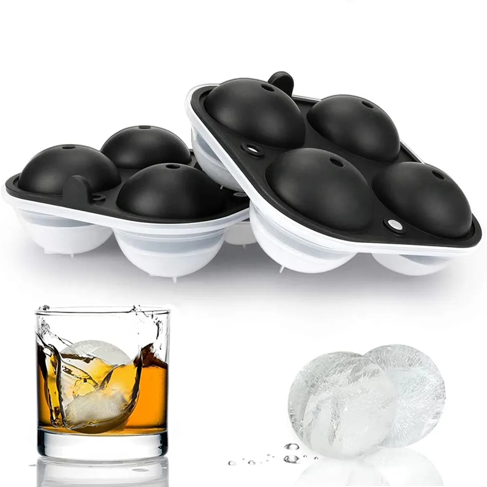 BHD Custom BPA frei Wieder verwendbare Easy Release Whisky Ice Ball Maker 2,5-Zoll-Kugel Eiswürfel form Tablett Runde Silikon Eisform