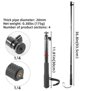 GREATYYT Bâton <span class=keywords><strong>de</strong></span> selfie rétractable en aluminium Monopode compatible Trépied rétractable pour caméra d'action <span class=keywords><strong>Go</strong></span> Pro - Product Image 3