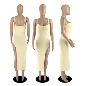 Nuevas llegadas 2022 mujeres sin tirantes vestido las mujeres de Split Sexy elegante vestido largo de verano vestido de las mujeres Sexy - Product Image 2