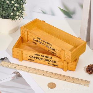 Wooden Plant Box Rectangular Desktop Storage For Flowers <b>Succulents</b> Mini Landscape <b>Pot</b> Yellow Solid Color - Product Image 4