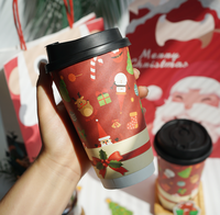 Gobelets en papier à double paroi de 16 oz personnalisés pour Noël, de qualité alimentaire, avec couvercles, écologiques, pour café chaud, whisky, vin, boissons gazeuses