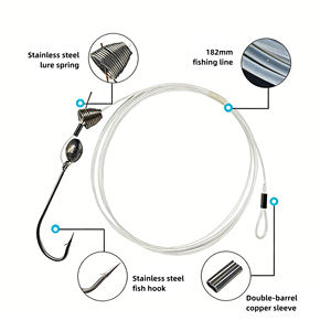 Nouveaux hameçons de pêche en acier inoxydable 7/0 8/0 9/0 Sea Ballyhoo Rig avec manchons de sertissage double barillet pour la pêche en haute mer et la pêche au gros gibier par la traîne - Product Image 1