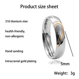 Titanium Steel Heart Shaped <b>Couple</b> <b>Rings</b> Unisex Wedding Jewelry 23006 - Product Image 3