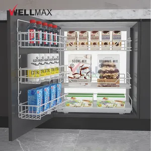 WELLMAX Kitchen Pull Out Blind Corner Basket Furniture Cabinet Accessories Wire Magic Corner Optimizer