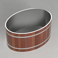 Baignoire ovale moderne sur mesure en acier inoxydable et bois de cèdre, écologique et étanche, pour bain froid et spa (vente en gros)