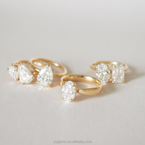 Bague de fiançailles personnalisée 0,5/1/1,5/2 carats en or massif 10k/14k avec diamant de laboratoire taille poire CVD certifié IGI, sertissage griffe pour femme - Product Image 4