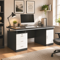 Escritorio de Oficina Contemporáneo con Cajones de Almacenamiento y Gabinete, Escritorio Ejecutivo para Computadora, Ideal para Trabajar, Escribir y Estudiar