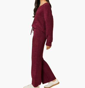 Pigiama Personalizzato Autunno Inverno <span class=keywords><strong>da</strong></span> Donna in Tessuto Waffle, Set Due Pezzi Tinta Unita Casual e Comodo per <span class=keywords><strong>Casa</strong></span> - Product Image 3