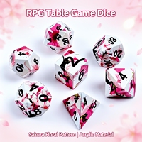Dés polyédriques en acrylique personnalisés, ensemble de 7 dés, motif Sakura, dés de jeu de rôle D&D, 28g par ensemble