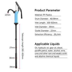 수동 핸드 펌프 200l 오일 및 가스 PP 플라스틱 스틸 레버 화학 산 윤활제 용 배럴 드럼 펌프 작동 - Product Image 3