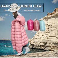 J008-Hooded Parka Veste Femmes Surdimensionné Tweed Imperméable Coton Simple Bouton Avant Logo Automne Long Coupe-Vent Safari Jeans