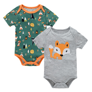 Ropa de bebé de fibra de bambú para niños, pijamas de <span class=keywords><strong>Navidad</strong></span> para recién nacidos, mono infantil con estampado de zorro, ropa verde para niños de 0 a 3 M, 3 uds. - Product Image 5