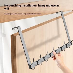 Tunç gri Metal kapı kanca ceket ve takım raf Traceless yapıştırıcı depolama raf no-matkap ceket askısı - Product Image 5