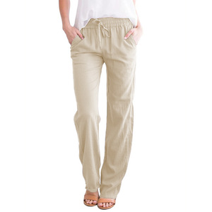 Shinesia <span class=keywords><strong>Pantalon</strong></span> en <span class=keywords><strong>lin</strong></span> à jambe <span class=keywords><strong>droite</strong></span> pour <span class=keywords><strong>femme</strong></span> de grande taille <span class=keywords><strong>pantalon</strong></span> d'affaires personnalisé de couleur unie à taille moyenne élastique - Product Image 2