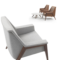 Sillón Moderno de Madera de Roble Blanco con Certificación BIFMA para Hotel, Oficina, Recepción, Sala de Espera