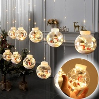Guirlandes lumineuses LED de Noël en forme de boule, décoratives, avec Père Noël et bonhomme de neige, pour fenêtre, maison et fête