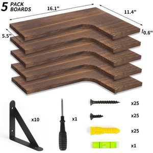 Estantes Flotantes <span class=keywords><strong>de</strong></span> Esquina <span class=keywords><strong>para</strong></span> Pared, Juego <span class=keywords><strong>de</strong></span> 5, <span class=keywords><strong>Madera</strong></span> Rústica Marrón Oscuro, Estante <span class=keywords><strong>de</strong></span> Pared <span class=keywords><strong>para</strong></span> Baño, Cocina, Decoración del Hogar, Lavandería - Product Image 3