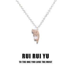 Señoras niñas Acero inoxidable Figaro cadena oro rodio plateado lindo gato diseño titanio acero aleación Material moda perla - Product Image 6