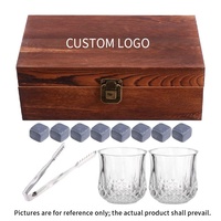 Coffret Cadeau de Luxe Rectangulaire Noir en Bois Fait Main de Haute Qualité pour Whisky avec Pierres à Whisky et Matériaux Recyclés