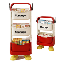 Chariot de rangement mobile à 3 niveaux avec roulettes, bacs amovibles pour la chambre des enfants, la cuisine, le bureau, l'organisation