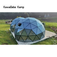Kawagebo-Igloo en verre, tente dôme géodésique rougeoyante, camping extérieur de luxe, serre, 8m