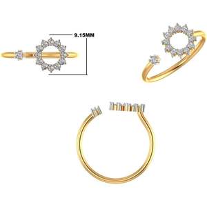 KEEVA JEWELS-Anillo abierto clásico para mujer, 0.20Ct, Diamante cultivado en laboratorio, chapado en oro amarillo, plata, tamaño 5, hecho en metal - Product Image 4