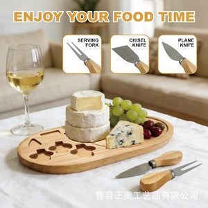 Tabla de bambú para carne con juego de cubiertos, bandeja de madera maciza para servir carne a la parrilla y verduras - Product Image 3