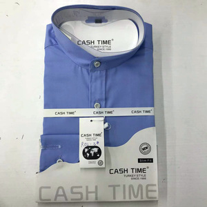 Stile cinese colletto in tinta unita camicia a quadri rossa Slim Fit da uomo a manica lunga in cotone moda giovanile americano Casual - Product Image 3