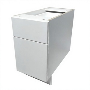 Ensemble de meubles de cuisine modulaires blancs modernes RTA, avec carcase en panneau mélaminé, étanche, pour appartement, avec robinet et charnières en quartz artificiel - Product Image 1