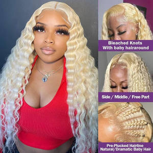 Vente chaude 34 pouces vague profonde perruque péruvienne 13X4 Hd dentelle 613 vague profonde perruque frontale automne dentelle avant perruques brésiliennes pour les femmes noires - Product Image 4