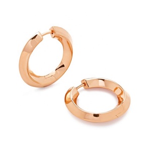 เครื่องประดับที่เรียบง่ายสบายๆต่างหูห่วงทอง18K ทรงครึ่งวงกลมทองเหลือง - Product Image 3