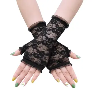 wholesale mesh lace flower sexy gloves wedding party lady banquet decoration short lace glove