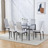 Ensemble de table et chaises de salle à manger classique pas cher, 4 à 6 places, avec plateau en fibre de verre moderne