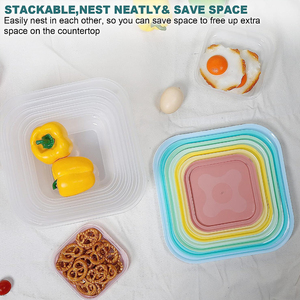 8 gói cầu vồng màu Stackable nhà bếp thực phẩm lưu trữ bát nhiều màu nhựa lưu trữ bát có nắp đậy - Product Image 3