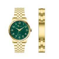 Ensemble montre et bracelet pour homme Verve Craft avec mouvement à quartz, cadran rond et lunette texturée, idéal pour les affaires et le port quotidien.