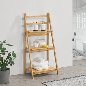 Nouveau design personnalisé à 3 niveaux <span class=keywords><strong>pliable</strong></span> cuisine salle de bain échelle en <span class=keywords><strong>bambou</strong></span> étagère de rangement - Product Image 2