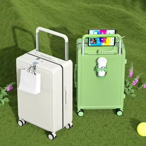 Porte-gobelet de <span class=keywords><strong>voyage</strong></span> multifonctionnel personnalisé, bagages à roulettes larges, bagages à coque rigide avec chargeur USB - Product Image 1