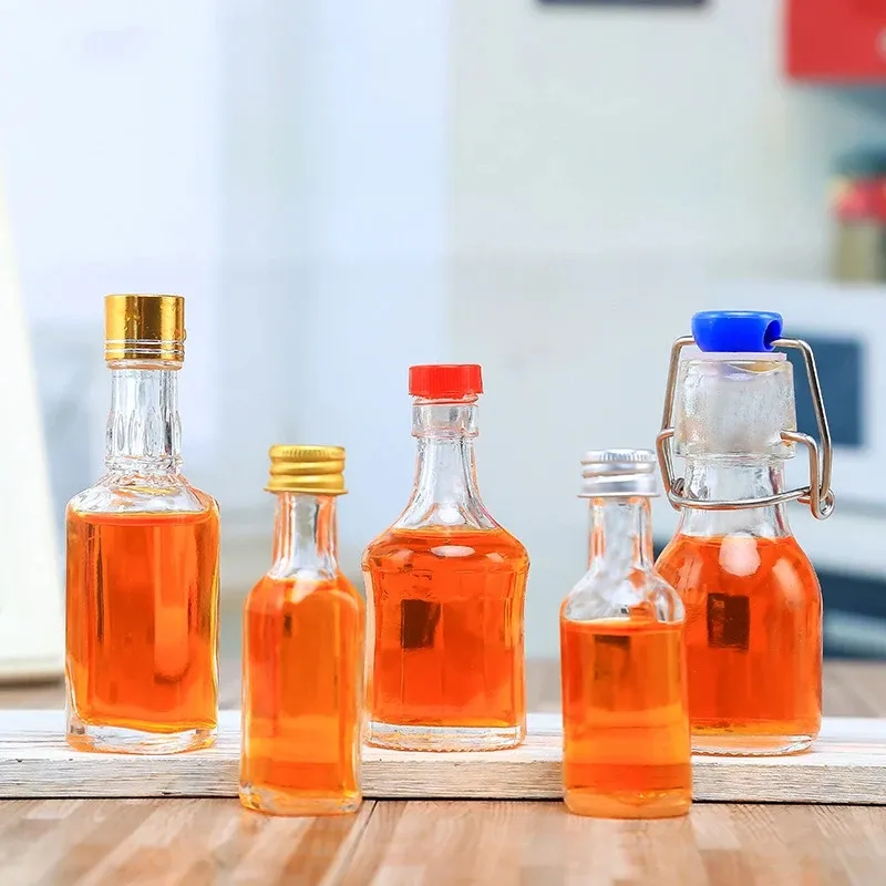 Leere klare Mini 60ml 2 Unzen runde Swing-Top-Glasflasche Olivenöl saft Flüssigkeits behälter Flaschen mit Swing-Top-Deckel