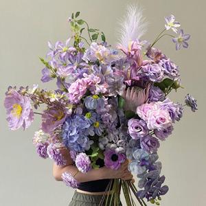 Serie Morada, <span class=keywords><strong>Flor</strong></span> Artificial de Seda de Tallo Único, Rosa Hortensia, Accesorios para Arreglos Florales, Decoración para Bodas, Hogar y Eventos - Product Image 1