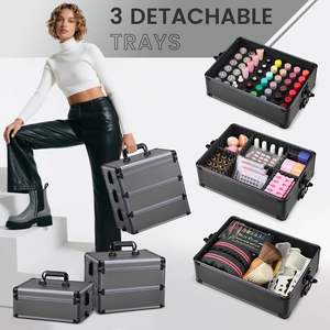 Maletín de Maquillaje, Maleta de Cosmetología <span class=keywords><strong>con</strong></span> Ruedas, Maletín de Viaje para Maquillaje, Carrito Rodante para Uñas, Organizador de Maquillaje, Caja de Almacenamiento de Cosméticos - Product Image 2