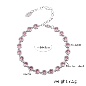 Parure de bijoux étanche en acier inoxydable plaqué or avec chaîne en zircone, bracelet tennis et collier à zircone cubique <span class=keywords><strong>ronde</strong></span> colorée pour femme - Product Image 4