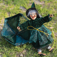 Offre Spéciale Halloween : Jouets de sorcière électriques effrayants, Pendentif sorcière lumineuse avec parachute, Décoration colorée en plastique pour porche, bar et maison hantée