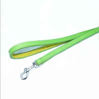 Collier pour chien en cuir véritable, taille réglable, en vert avion, avec anse courte, pour chiot