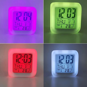 Wholesale Colorful LED Alarm Clock with Night Light Square Silent Digital & Analog Small <b>Electronic</b> - Product Image 5
