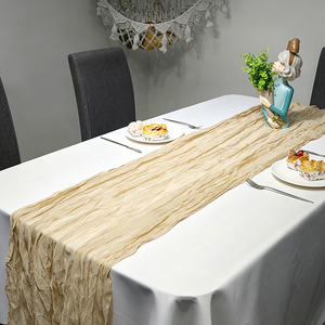 Maßgefertigte Polyester Plissierte Bohemian Geflochtene Tischdecke Hochzeitspartydekoration Käsestreifen-Tisch - Product Image 1