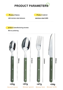 Juego de Cubiertos de Acero Inoxidable 304 Estilo Nórdico de Alta Calidad, Cuchillo, Tenedor y <span class=keywords><strong>Cuchara</strong></span> con Mango de Plástico Verde para Regalos - Product Image 6